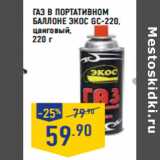 Магазин:Лента,Скидка:газ в портативном
баллоне Экос GC-220,
цанговый,
220 г