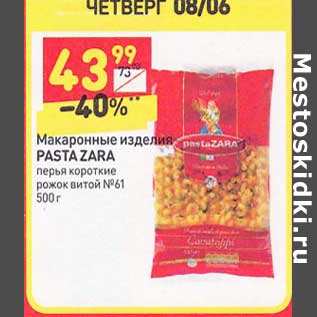 Акция - Макаронные изделия Pasta Zara