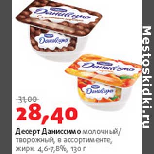 Акция - Десерт Даниссимо молочный/творожный 4,6-7,8%