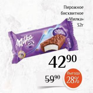 Акция - Пирожное бисквитное «Милка»