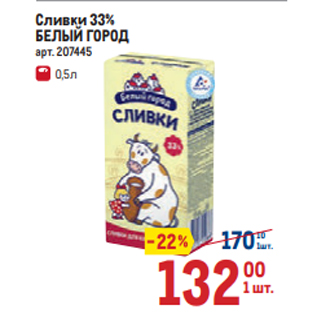 Акция - Сливки 33% БЕЛЫЙ ГОРОД