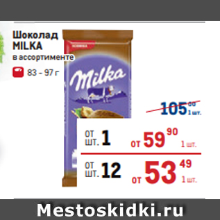 Акция - Шоколад MILKA в ассортименте