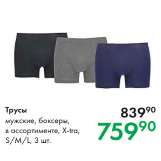 Акция - Трусы мужские, боксеры, в ассортименте, X-tra, S/M/L, 3 шт.