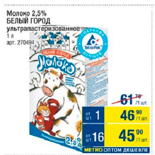 Акция - Молоко 2,5% Белый город