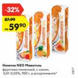 Магазин:Карусель,Скидка:Напиток NEO Мажитэль
фруктово-молочный, с соком,
 0,01-0,05%, 950 г, в ассортименте*
