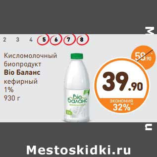 Акция - Кисломолочный биопродукт Bio Баланс кефирный 1%