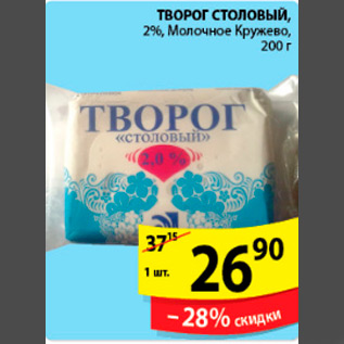 Акция - ТВОРОГ СТОЛОВЫЙ МОЛОЧНОЕ КРУЖЕВО