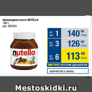 Акция - Шоколадная паста NUTELLA