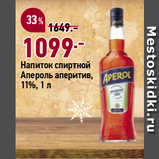 Акция - Напиток спиртной Апероль аперитив, 11%