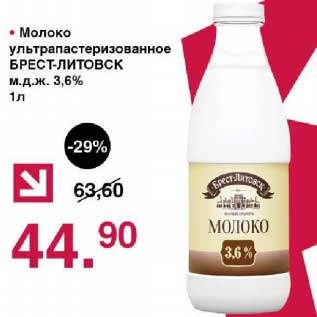 Акция - Молоко ультрапастеризованное Брест-Литовск