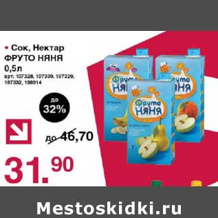 Акция - Сок, Нектар ФрутоНяня