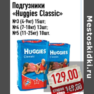 Акция - Подгузники «Huggies Classic»