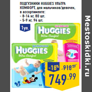 Акция - Подгузники HUGGIES