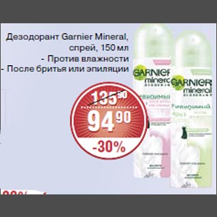 Акция - Дезодорант Garnier Mineral