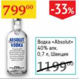 Магазин:Седьмой континент,Скидка:Водка Absolut 40% Швеция 