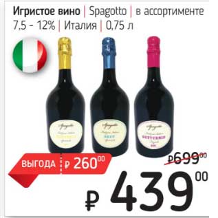Акция - Игристое вино Spagotto 7,5-12%
