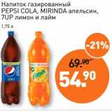 Магазин:Мираторг,Скидка:Напиток газированный Pepsi Cola, Mirinda апельсин, 7UP лимон и лайм