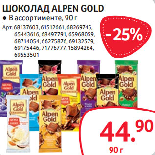 Акция - ШОКОЛАД ALPEN GOLD