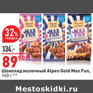 Акция - Шоколад молочный Alpen Gold Max Fun