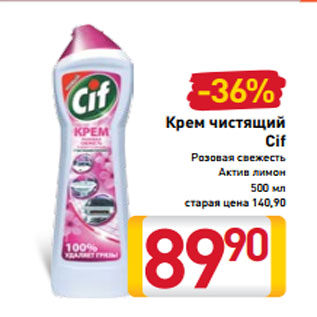 Акция - Крем чистящий Cif Розовая свежесть Актив лимон 500 мл