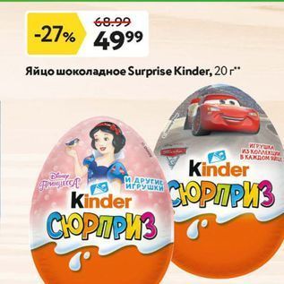 Акция - Яйцо шоколадное Surprise Kinder