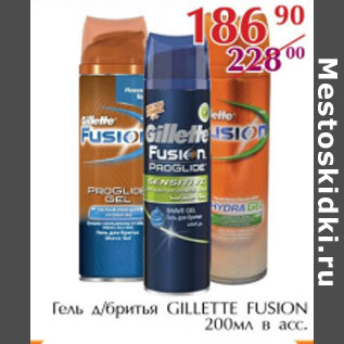 Акция - Гель д/бритья Gillette Fusion