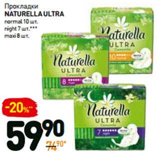 Акция - Прокладки naturella ultra