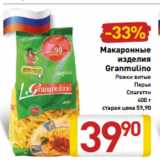 Магазин:Билла,Скидка:Макаронные
изделия
Granmulino
Рожки витые
Перья
Спагетти
400 г