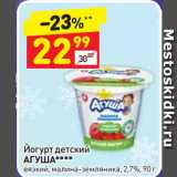 Магазин:Дикси,Скидка:Йогурт детский
АГУША 
вязкий, малина-земляника, 2,7%
