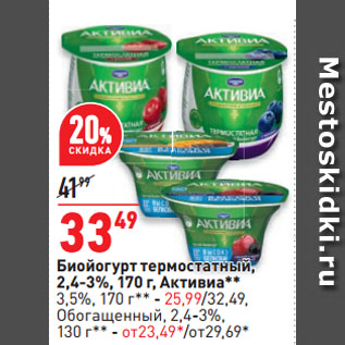 Акция - Биойогурт термостатный, 2,4-3%, Активиa