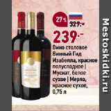 Магазин:Окей супермаркет,Скидка:Вино столовое
Винный Гид
Изабелла, красное
полусладкое |
Мускат, белое
сухое | Мерло,
красное сухое