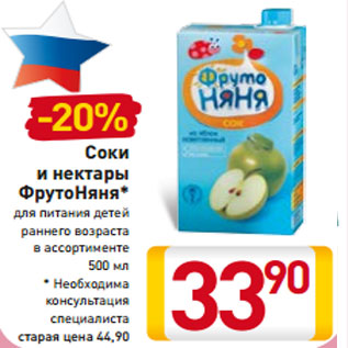 Акция - Соки и нектары ФрутоНяня