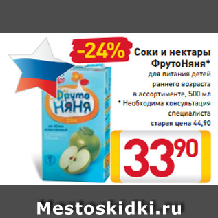 Акция - Соки и нектары ФрутоНяня