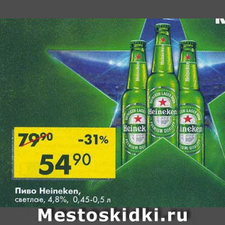 Акция - Пиво Heineken 4,8%