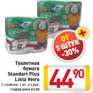 Акция - Туалетная бумага Standart Plus Linia Veiro