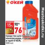 Магазин:Окей,Скидка:Средство для прочистки
канализации, стоков
и труб О’КЕЙ,