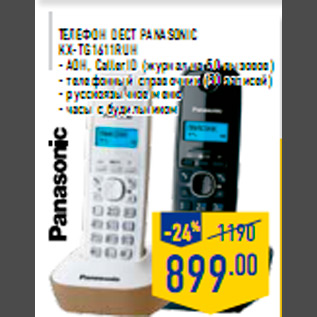 Акция - Телефон DECT Panas onic KX-TG1611RUH