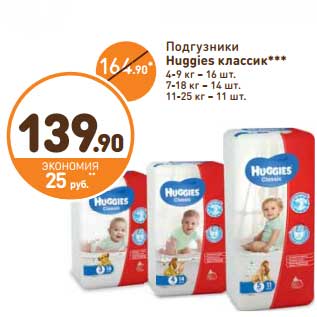 Акция - Подгузники Huggies классик