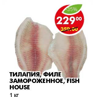 Акция - ТИЛАПИЯ, ФИЛЕ ЗАМОРОЖЕННОЕ, FISH HOUSE