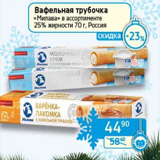 Акция - Вафельная трубочка "Милава" 25%