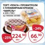 Магазин:Selgros,Скидка:Торт «Прага» /Профитроли с пломбирным кремом «Мирель» 