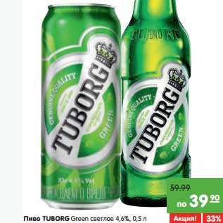 Акция - Пиво Tuborg Green светлое 4,6%