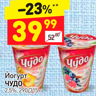 Акция - Йогурт Чудо 2,5%