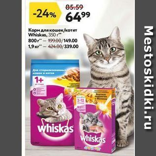 Акция - Корм для кошек котят Whiskas