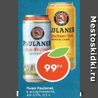 Акция - Пиво Paulaner 4,9-5,5%
