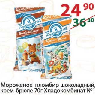 Акция - Мороженое пломбир шоколадный крем-брюле Хладкомбинат №1