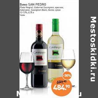 Акция - Вино San Pedro красное полусухое / белое сухое 12-13%