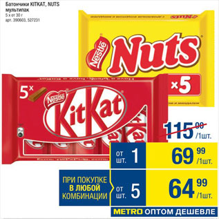 Акция - Батончики Kitkat/Nuts