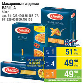 Акция - Макаронные изделия Barilla