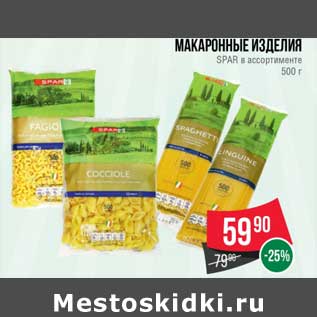 Акция - Макаронные изделия Spar